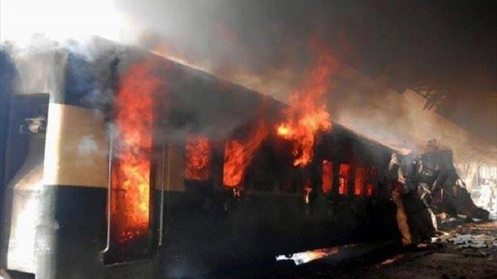 حريق بقطار