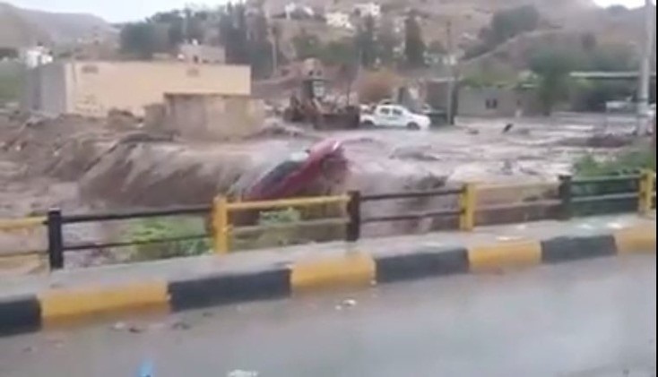 سيول تجرف السيارات في الأردن
