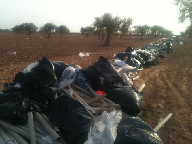 نفايات - فواضل أقمشة - ضيعة زيتون - صفاقس - المحرس