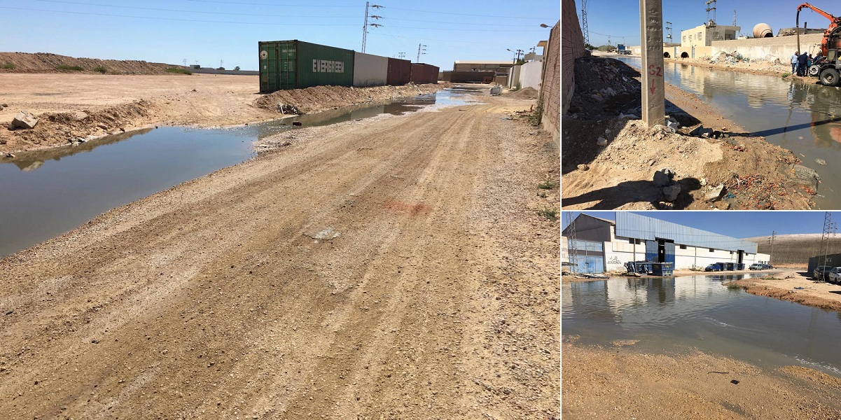 صفاقس - الأوناس - ديوان الوطني للتطهير - ضخ المياه في الشارع 