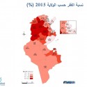 نسبة الفقر حسب الولايات - تونس - سنة 2015