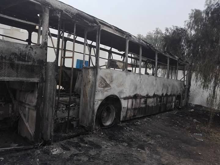 الصخيرة: حريق داخل محطة النقل البري واحتراق حافلة