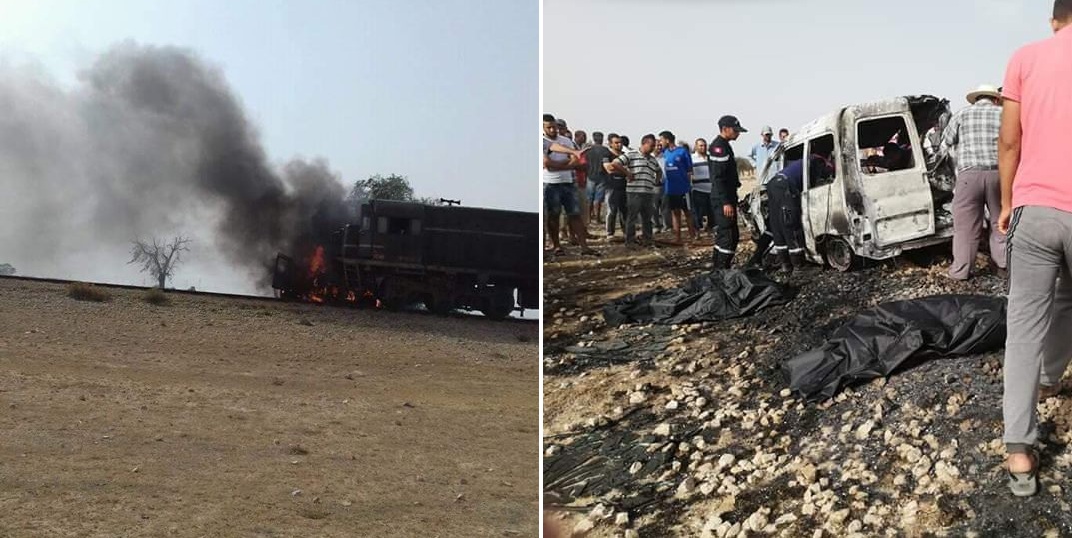 صفاقس : تفاصيل تصادم بين قطار وسيارة اسفر على تفحّم جميع ركابها