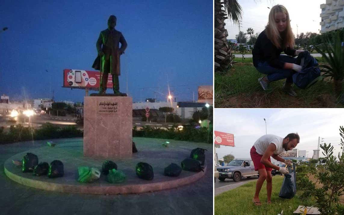 بعد مفترق منزل شاكر : مجموعة من شباب صفاقس تنظم حملة نظافة في مفترق الأروقة 