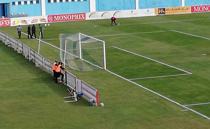 صورة اليوم : تصغير ملعب مصطفى بن جنات قبل لقاء الاتحاد المنستيري و النادي الصفاقسي