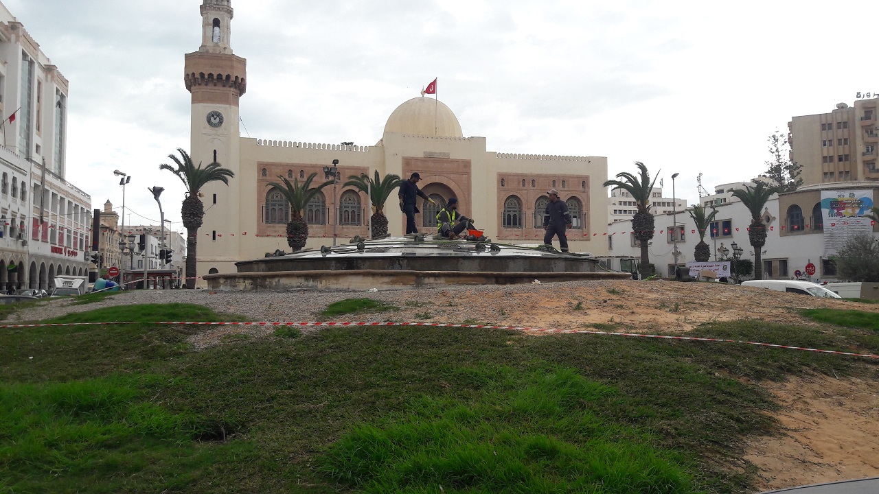 نافورة -باب بحر -صفاقس -اشغال -صيانة