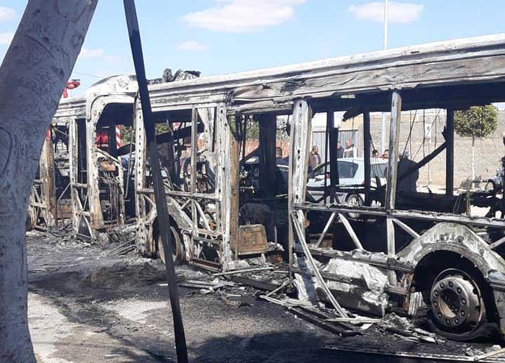 صفاقس : احتراق حافلة بالكامل في طريق الأفران