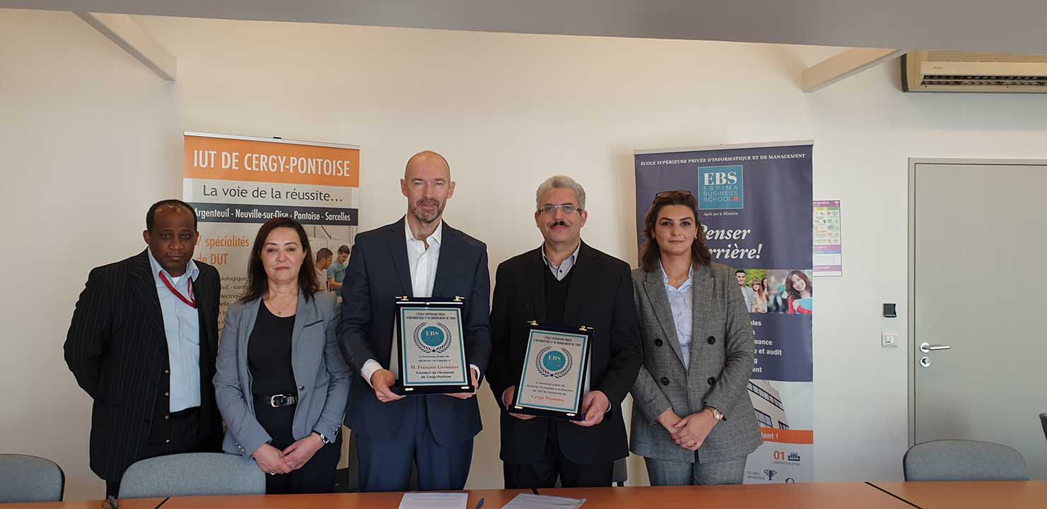 إمضاء اتفاقية شراكة بين جامعة " سارجي - بونتواز " باريس وجامعة " إيسبيما بيزنس سكول " تونس