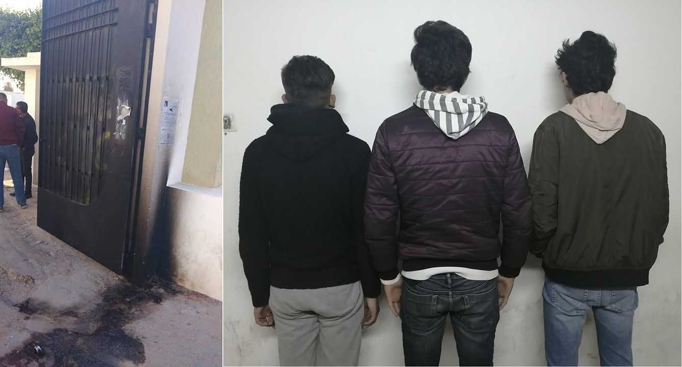 صفاقس : القبض على 3 شبان احرقوا باب معهد 15 نوفمبر 1955 ( صور )