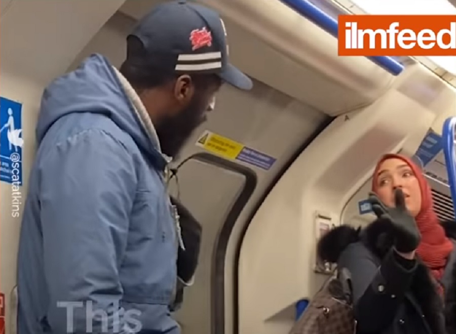 بالفيديو.. مسلمة تدافع عن عائلة يهودية في ميترو لندن