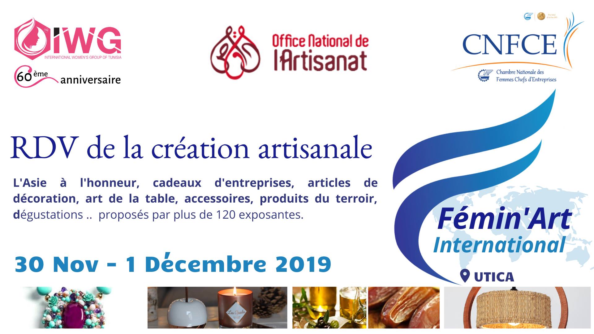 Création Artisanale et Asie : Fémin’Art, le 1er événement international caritatif du Hand Made Tunisien ouvre ses portes !