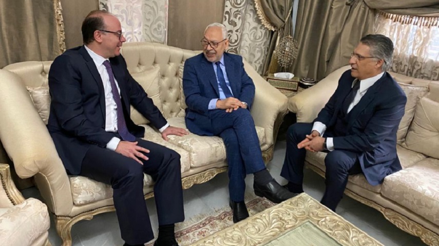 راشد الغنوشي - نبيل القروي - الياس الفخفاخ