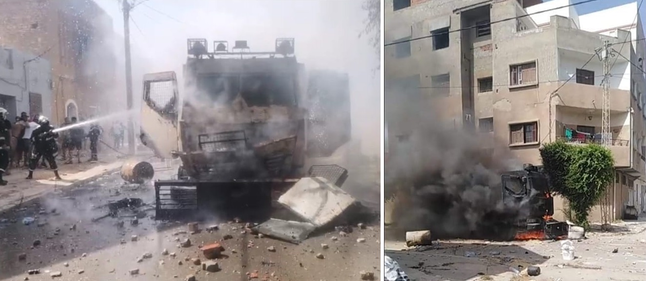 صفاقس: حرق مدرّعة أمنية في منطقة الربض